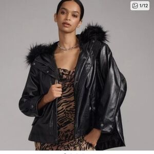 Women's Black Faux Fur Hooded Jacket